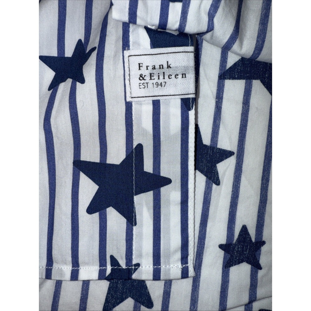 Frank & Eileen Frank Shirt XS Blue White Striped Star Print Cotton Button Up - Picture 5 of 9